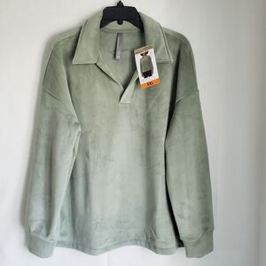 Mondetta Women Corduroy Long Sleeve Fleece Pullover Black Size XXL.